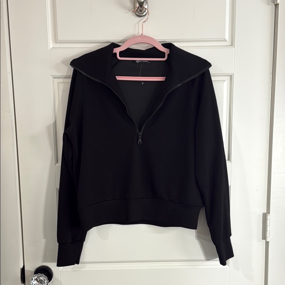 Black Zip-Up Women's Top
